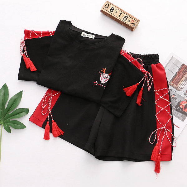 Fashion Black Tshirt and Shorts Set JK2210