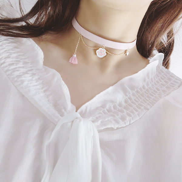 Pink Cats Paw Choker JK1537