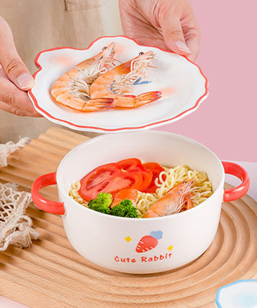 Cute Rabbit and Bear Printed Bowl JK3107