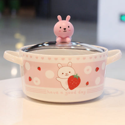 Rabbit and Bear Printed Bowl JK2432