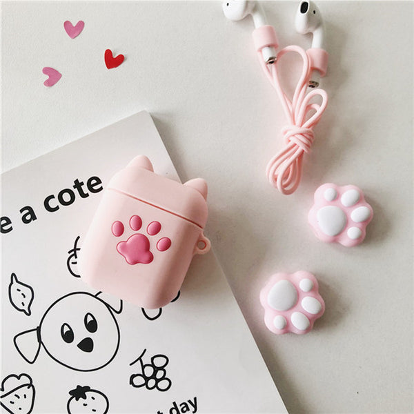 Pink Cats Paw Bottle Airpods Protector  JK1581