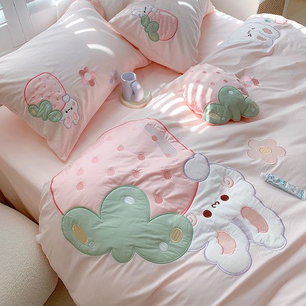 Fashion Strawberry Rabbit Bedding Set JK3303