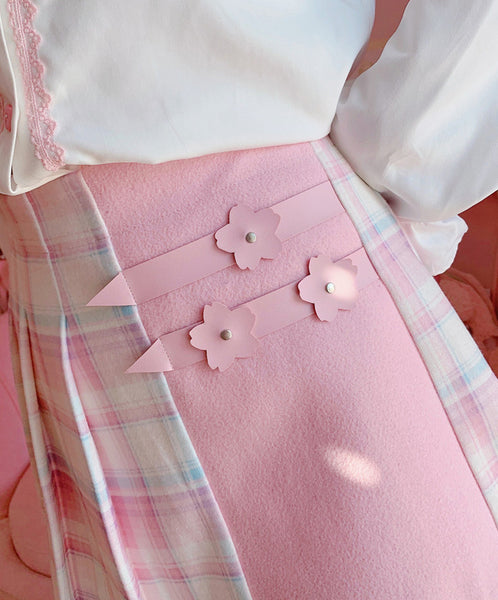 Pink Sakura Plaid Skirt JK2905