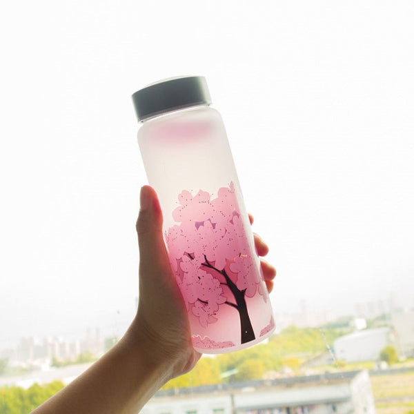 Pink Sakura  Color-changing Glass Bottle JK1391
