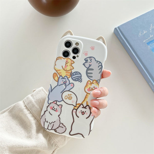 Lovely Cats Phone Case for iphone7/7plus/8/8P/X/XS/XR/XS Max/11/11 pro/11 pro max/12/12pro/12mini/12pro max JK2794