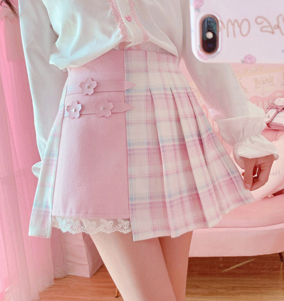 Pink Sakura Plaid Skirt JK2905