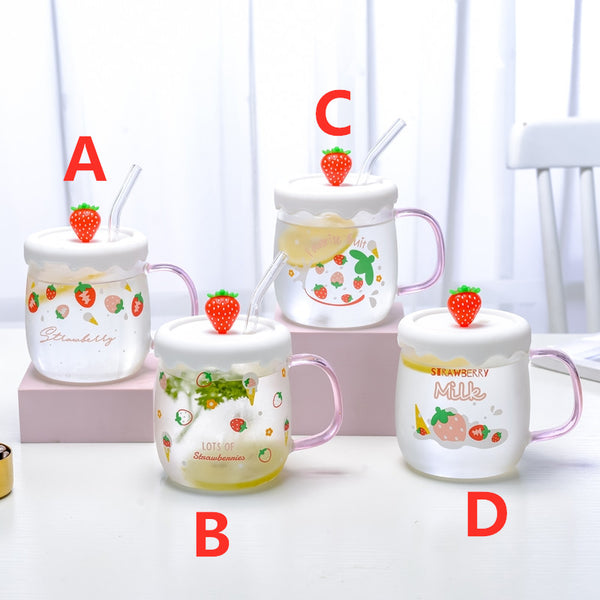 Cute Strawberry Glass Cup JK2837