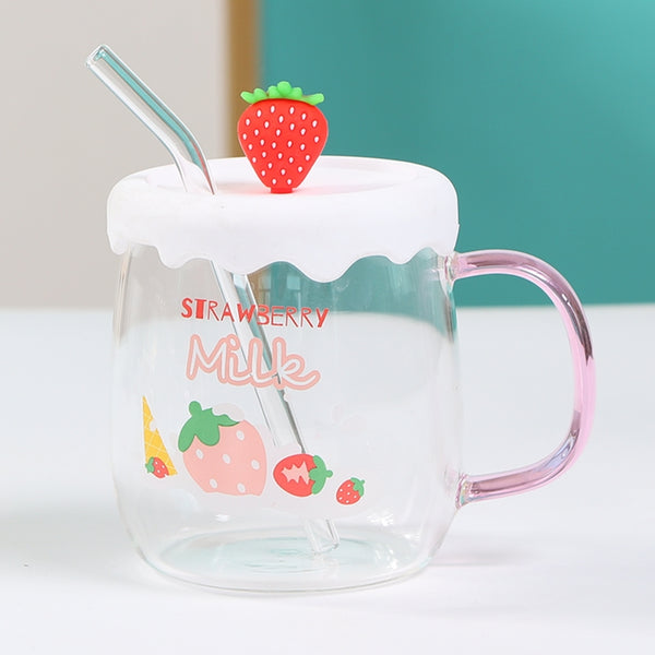 Cute Strawberry Glass Cup JK2837