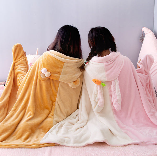Lovely Rabbit and Bear Cloak Blanket JK1883