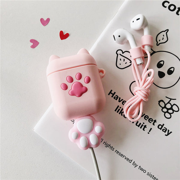 Pink Cats Paw Bottle Airpods Protector  JK1581