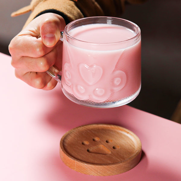 Lovely Cat Paw Glass Cup JK2291
