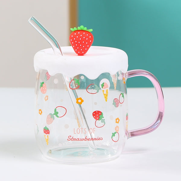 Cute Strawberry Glass Cup JK2837