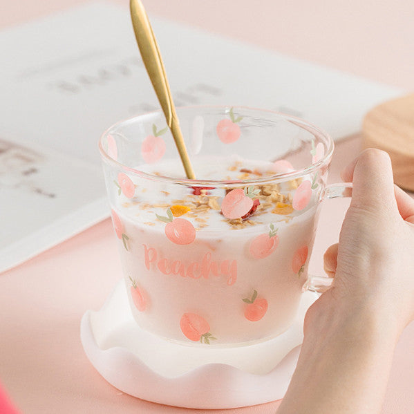 Sweet Peach Glass Water Cup JK2833