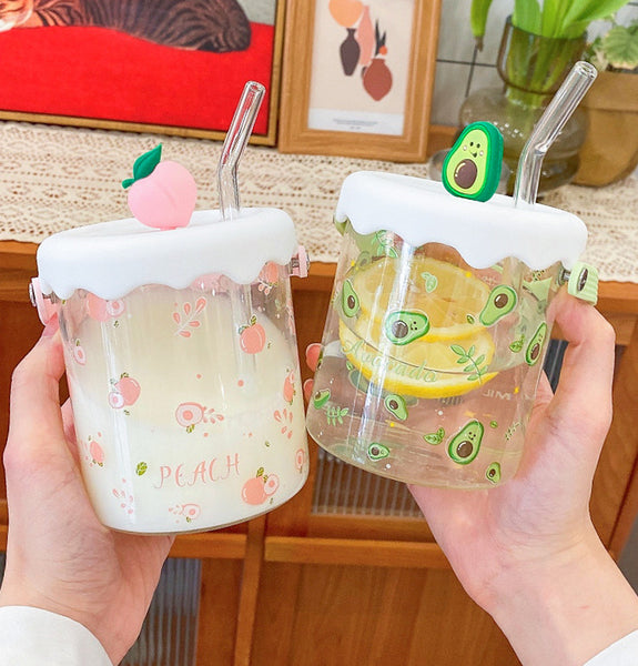 Sweet Fruits Glass Water Cup JK3149