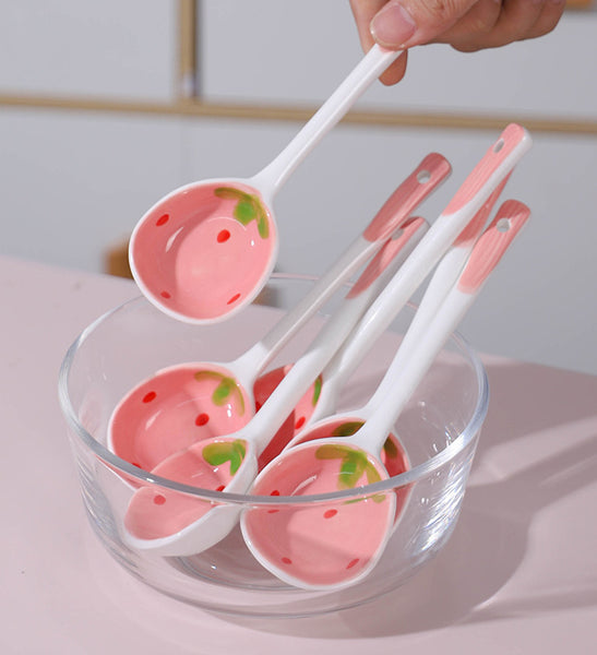 Cute Strawberry Ceramic Spoon JK3413
