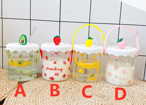 Sweet Fruits Glass Water Cup JK3149