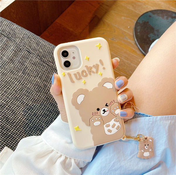 Lucky Bear Phone Case for iphone7/7plus/8/8P/X/XS/XR/XS Max/11/11 pro/11 pro max/12/12pro/12mini/12pro max JK2964