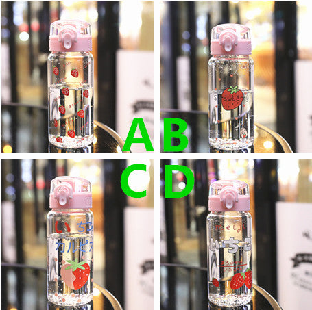Cute Strawberry Glass Water Bottle  JK2384