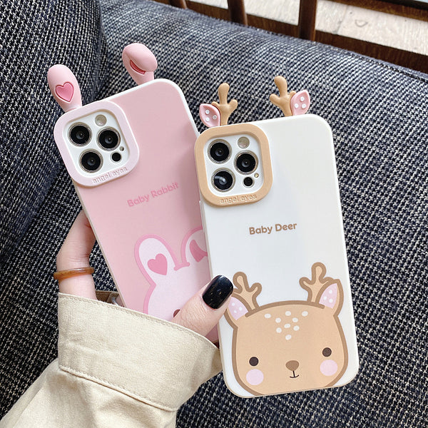 Cute Rabbit and Deer Phone Case for iphone 7plus/8P/X/XS/XR/XS Max/11/11pro max/12/12pro/12pro max/13/13pro/13pro max JK3070