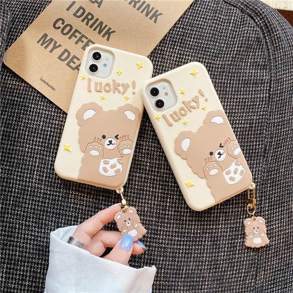 Lucky Bear Phone Case for iphone7/7plus/8/8P/X/XS/XR/XS Max/11/11 pro/11 pro max/12/12pro/12mini/12pro max JK2964