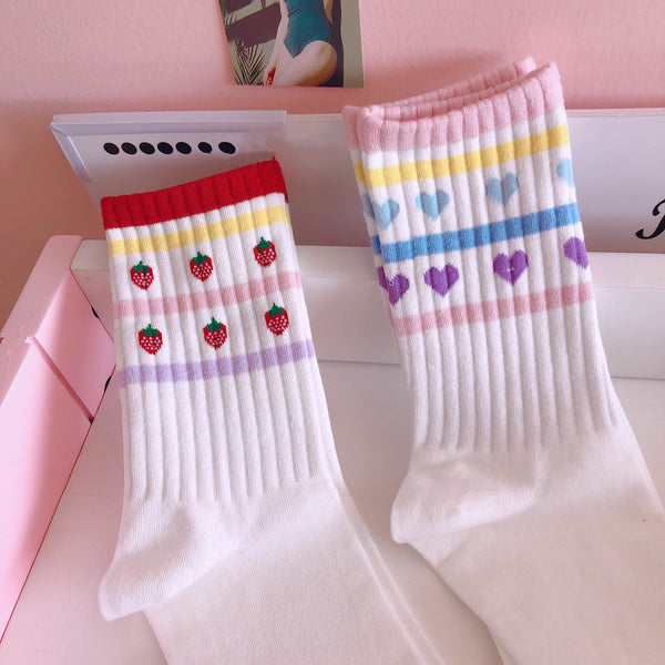 Strawberry and Hearts Socks JK1575