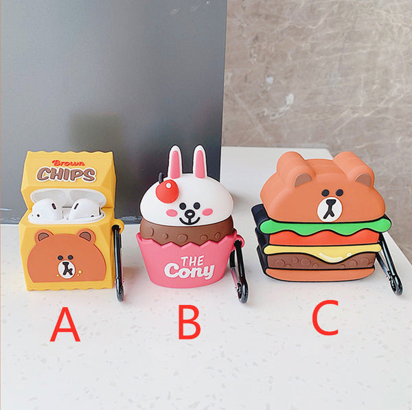 Hamburger Bear and Cony Bottle Airpods Protector  JK1576