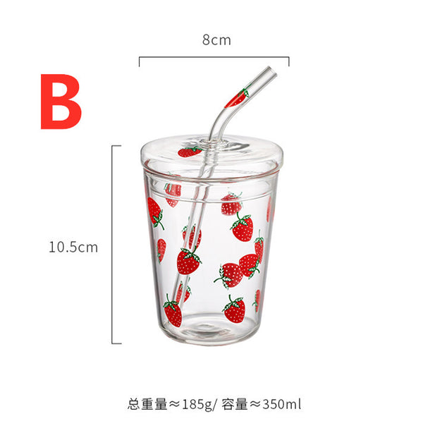 Cute Strawberry Glass Water Cup JK2260