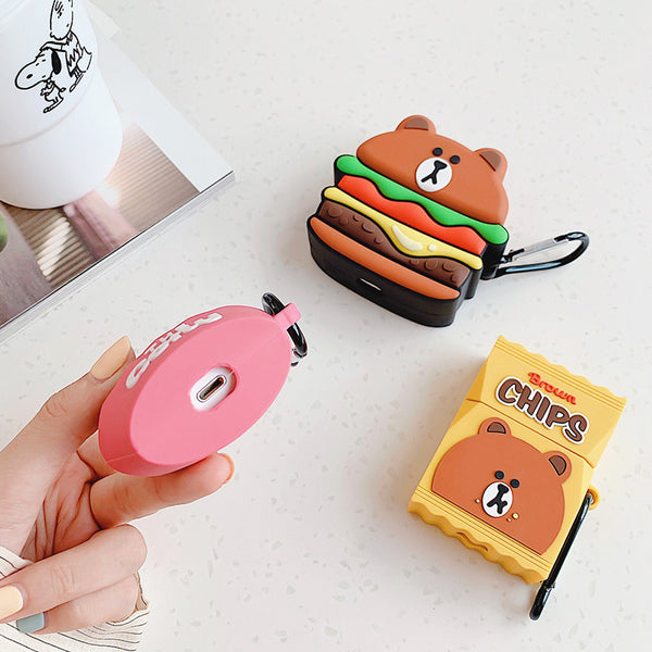 Hamburger Bear and Cony Bottle Airpods Protector  JK1576