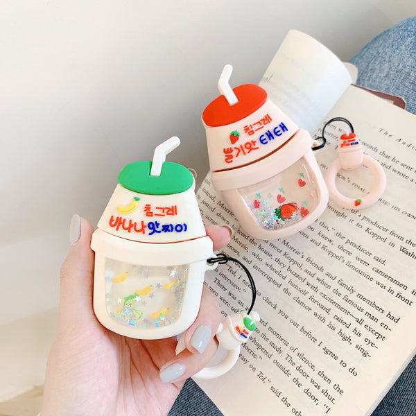 New Style Quicksand Bubble Tea Airpods Protector Case JK1734