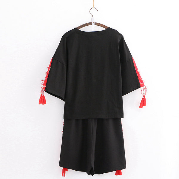 Fashion Black Tshirt and Shorts Set JK2210