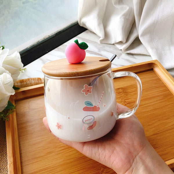 Cute Peach Glass Cup JK2366