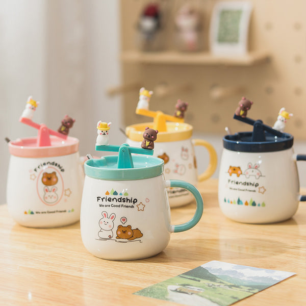 Lovely Rabbit and Bear Mug Cup JK3131