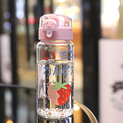 Cute Strawberry Glass Water Bottle  JK2384