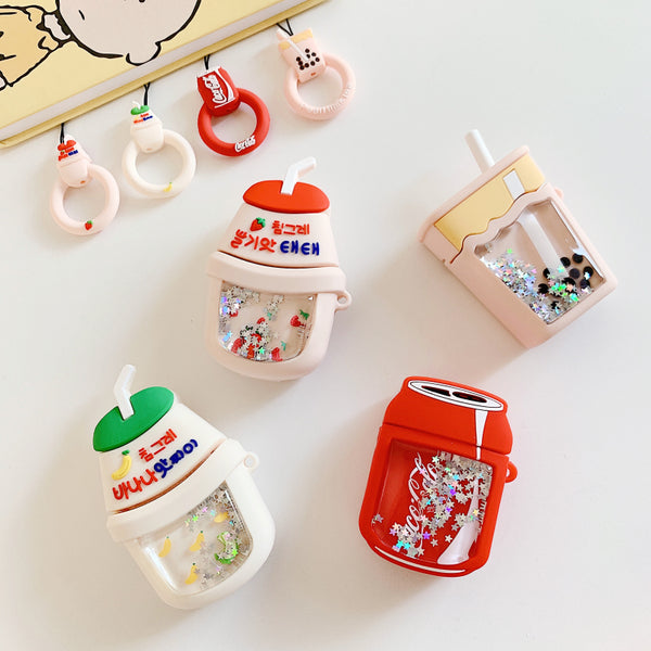 New Style Quicksand Bubble Tea Airpods Protector Case JK1734