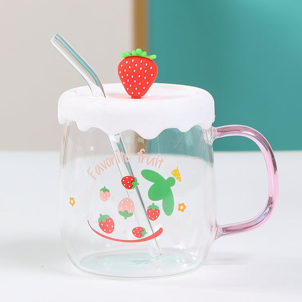 Cute Strawberry Glass Cup JK2837