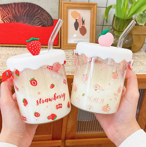 Sweet Fruits Glass Water Cup JK3149