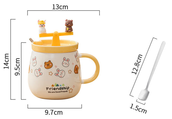 Lovely Rabbit and Bear Mug Cup JK3131