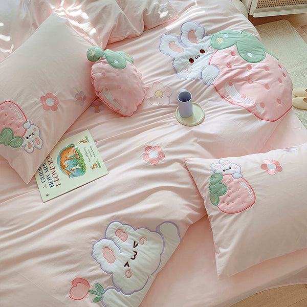 Fashion Strawberry Rabbit Bedding Set JK3303