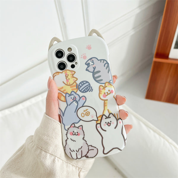 Lovely Cats Phone Case for iphone7/7plus/8/8P/X/XS/XR/XS Max/11/11 pro/11 pro max/12/12pro/12mini/12pro max JK2794