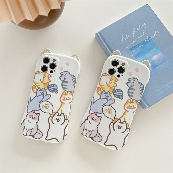 Lovely Cats Phone Case for iphone7/7plus/8/8P/X/XS/XR/XS Max/11/11 pro/11 pro max/12/12pro/12mini/12pro max JK2794