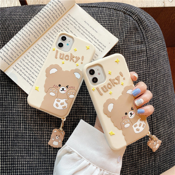 Lucky Bear Phone Case for iphone7/7plus/8/8P/X/XS/XR/XS Max/11/11 pro/11 pro max/12/12pro/12mini/12pro max JK2964