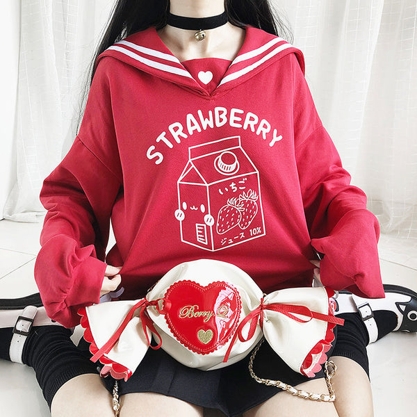 Lovely Strawberry Navy Hoodie JK2461