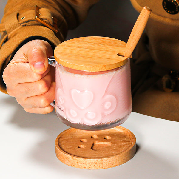 Lovely Cat Paw Glass Cup JK2291