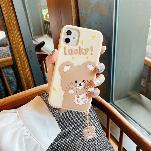 Lucky Bear Phone Case for iphone7/7plus/8/8P/X/XS/XR/XS Max/11/11 pro/11 pro max/12/12pro/12mini/12pro max JK2964