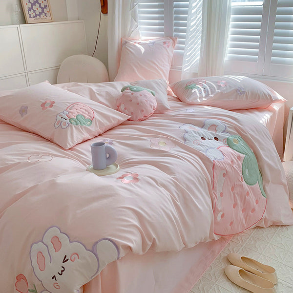 Fashion Strawberry Rabbit Bedding Set JK3303