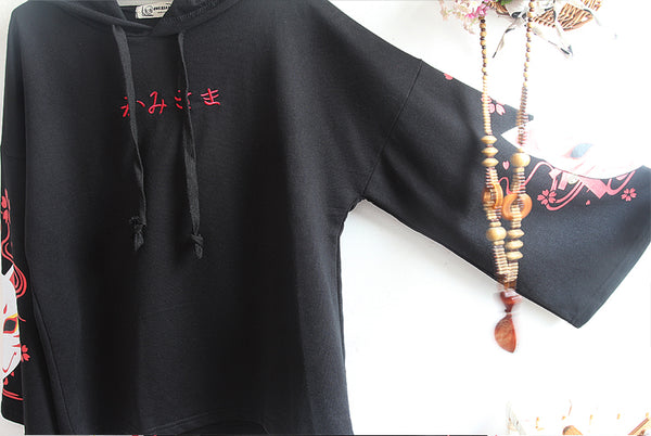 Fashion Black Fox Hoodie and Skirt Set JK2024