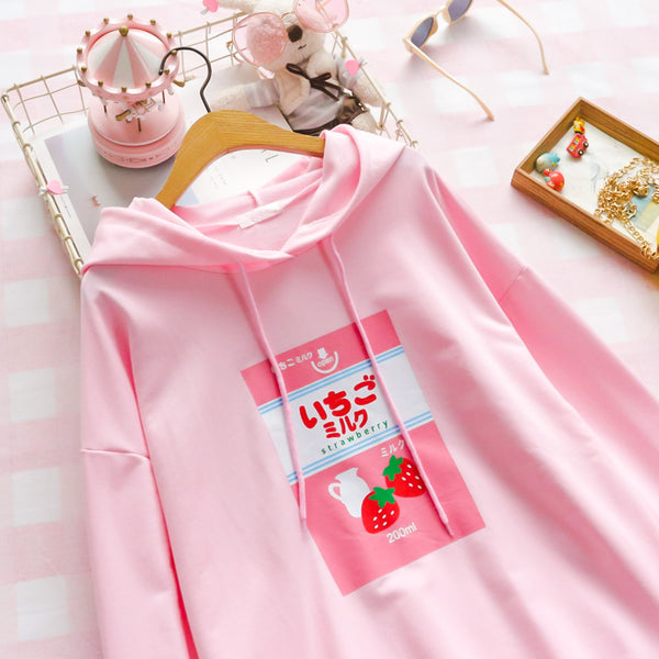 Pink Strawberry Milk Hoodie JK1274