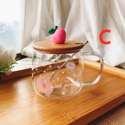 Cute Peach Glass Cup JK2366