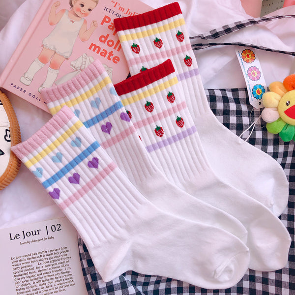 Strawberry and Hearts Socks JK1575