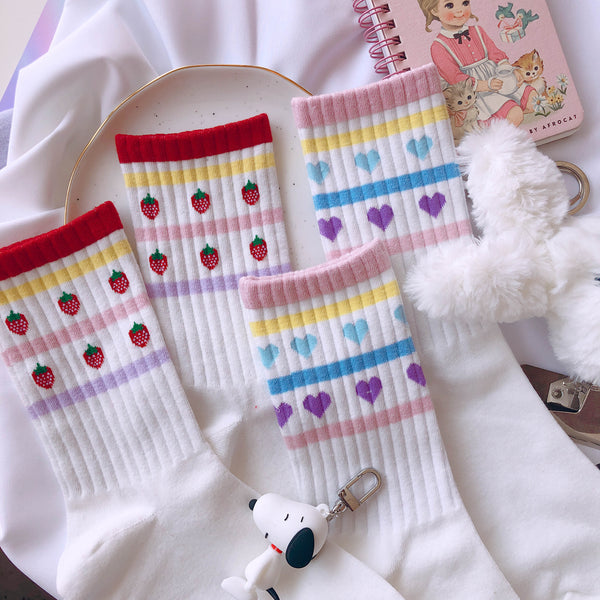 Strawberry and Hearts Socks JK1575